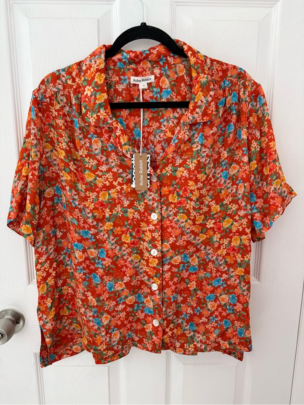Roller Rabbit Vado Edwina Floral Red/Orange Buttondown Shirt Sleeve Shirt